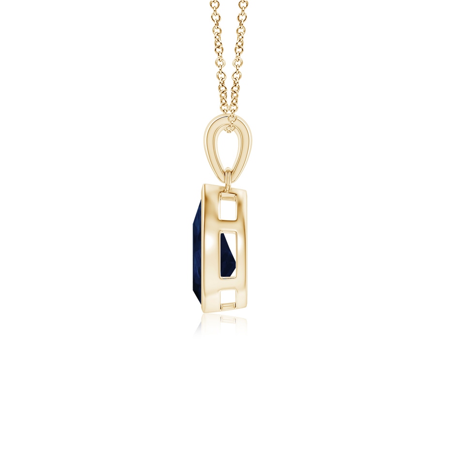 10x8mm A Bezel-Set Pear Blue Sapphire Solitaire Pendant in 18K Yellow Gold side 199