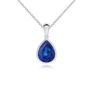 10x8mm AAA Bezel-Set Pear Blue Sapphire Solitaire Pendant in P950 Platinum