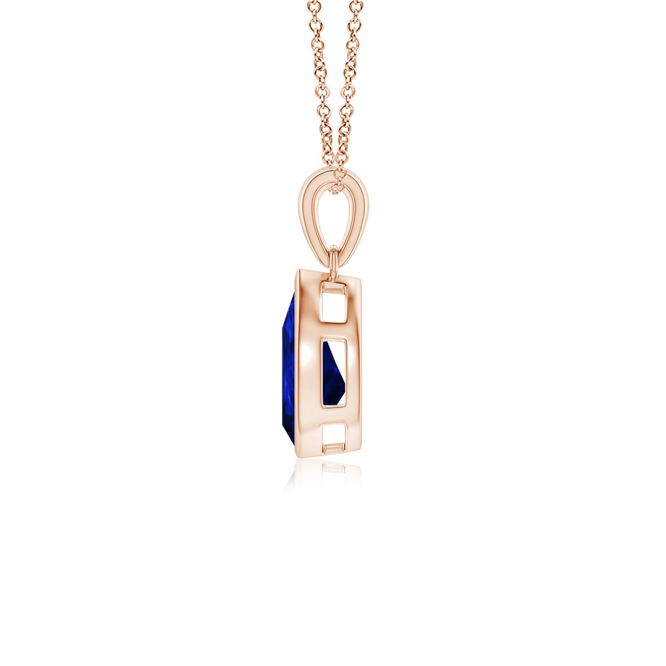 10x8mm Lab-Grown Bezel-Set Pear Blue Sapphire Solitaire Pendant in Rose Gold side 199