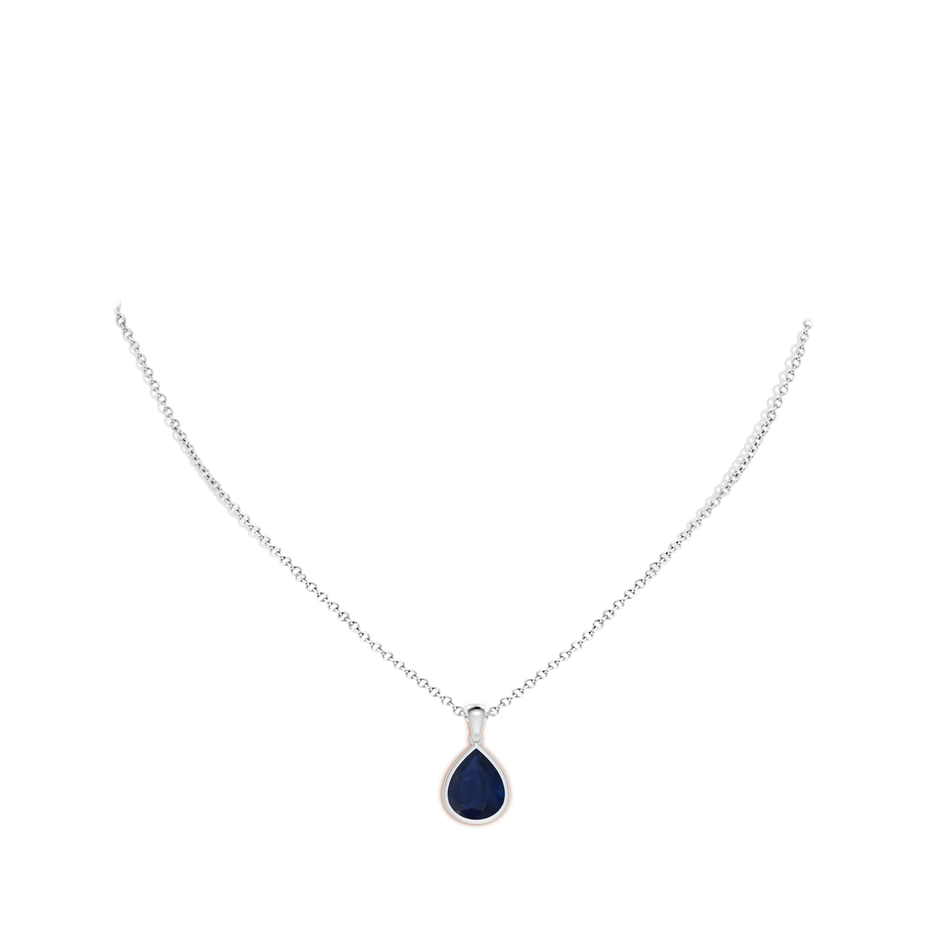 12x10mm A Bezel-Set Pear Blue Sapphire Solitaire Pendant in P950 Platinum pen