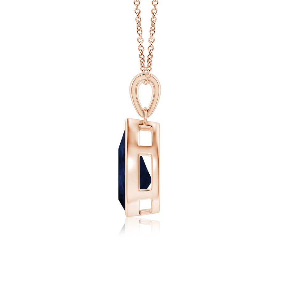 12x10mm A Bezel-Set Pear Blue Sapphire Solitaire Pendant in Rose Gold side 199