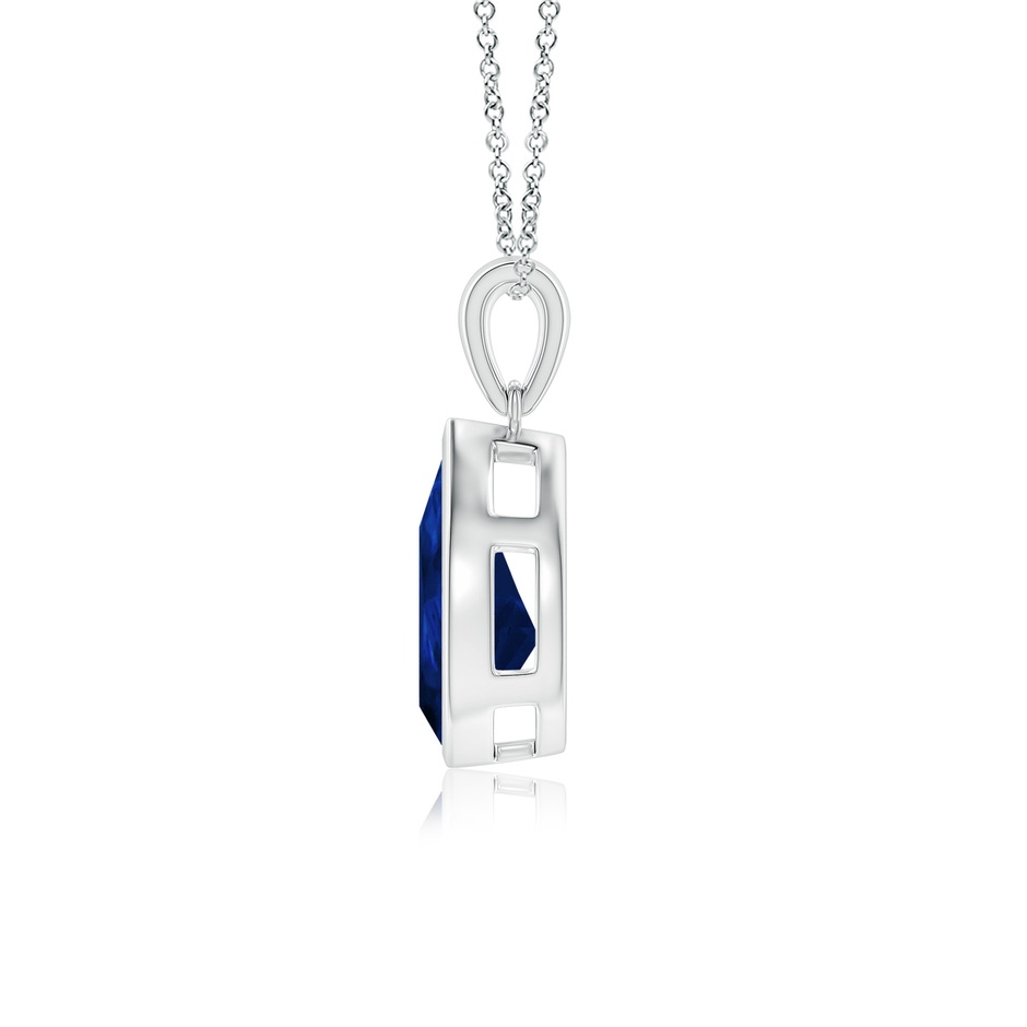 12x10mm AA Bezel-Set Pear Blue Sapphire Solitaire Pendant in P950 Platinum side 199