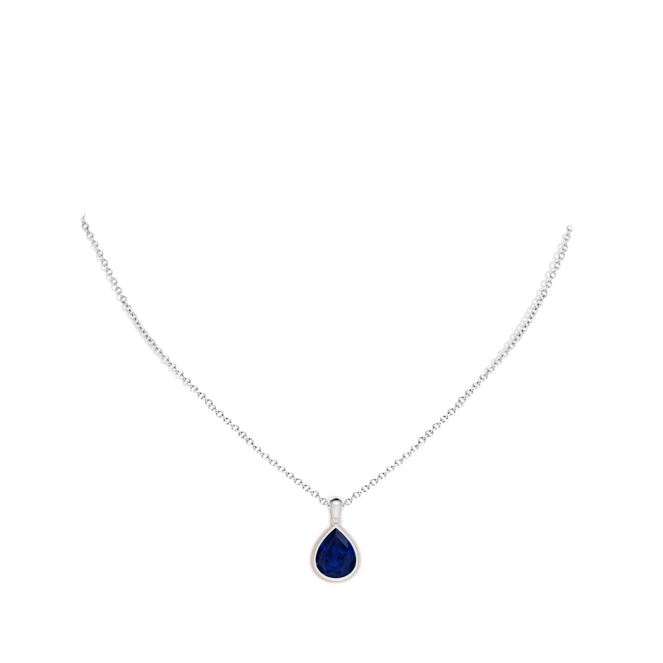 12x10mm AA Bezel-Set Pear Blue Sapphire Solitaire Pendant in P950 Platinum pen