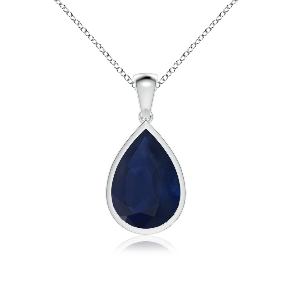 14x10mm A Bezel-Set Pear Blue Sapphire Solitaire Pendant in P950 Platinum 