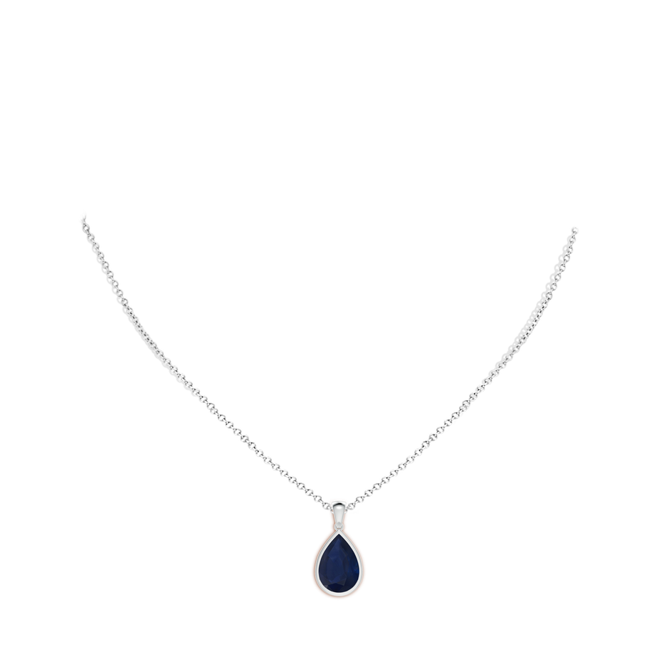 14x10mm A Bezel-Set Pear Blue Sapphire Solitaire Pendant in P950 Platinum pen