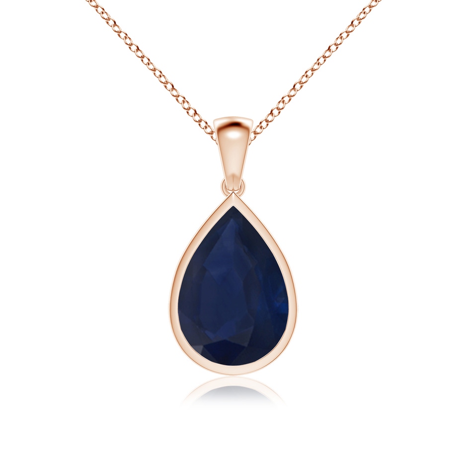14x10mm A Bezel-Set Pear Blue Sapphire Solitaire Pendant in Rose Gold 