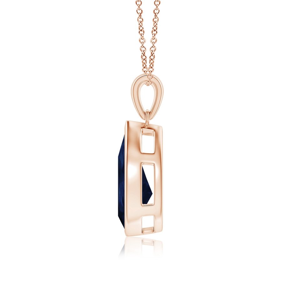 14x10mm A Bezel-Set Pear Blue Sapphire Solitaire Pendant in Rose Gold side 199