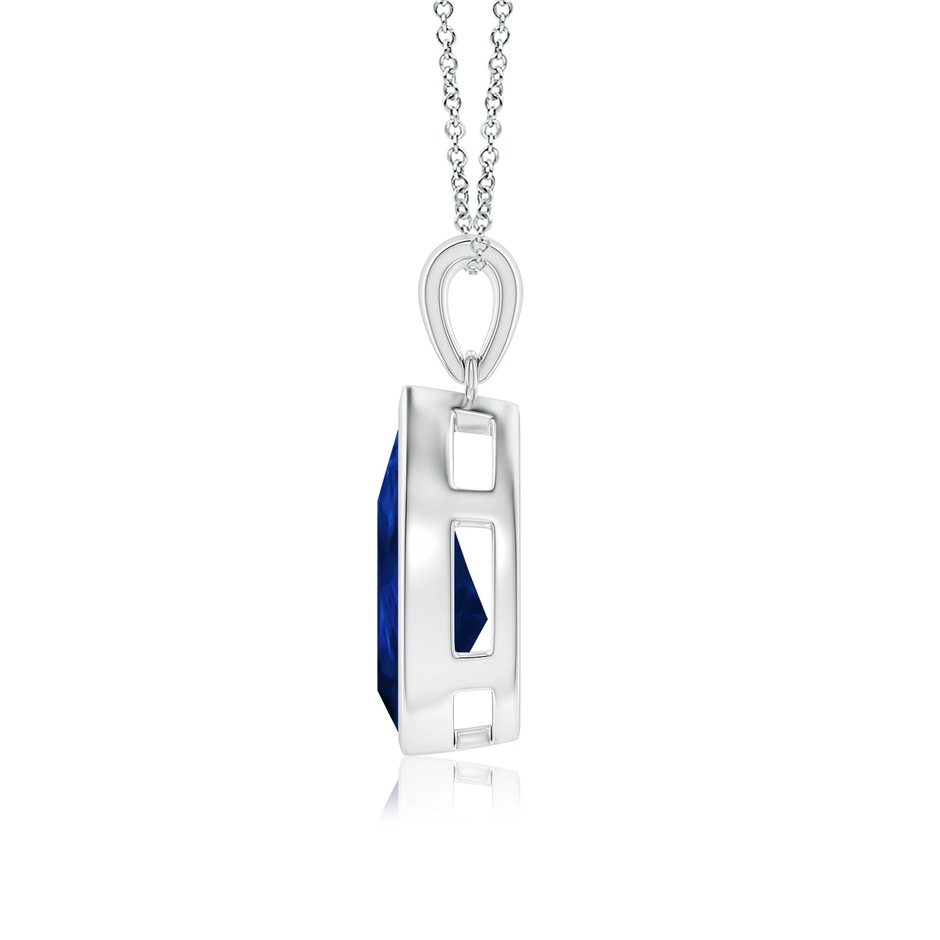 14x10mm AA Bezel-Set Pear Blue Sapphire Solitaire Pendant in P950 Platinum side 199