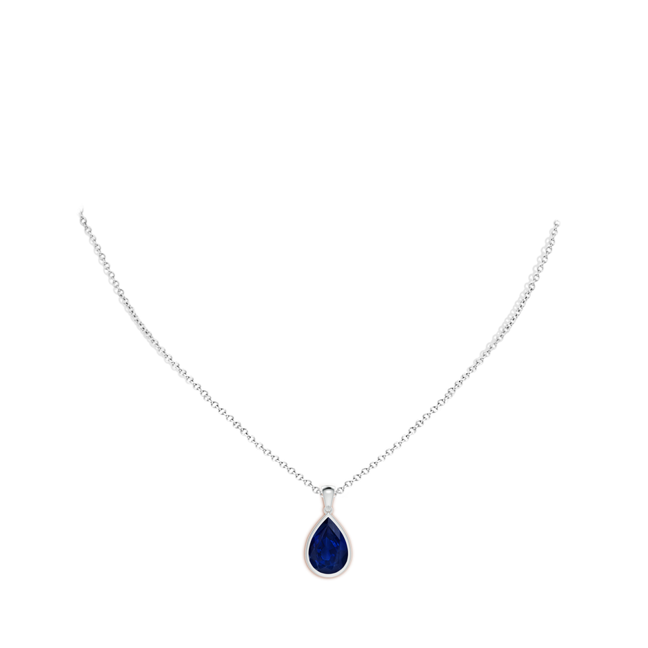 14x10mm AA Bezel-Set Pear Blue Sapphire Solitaire Pendant in P950 Platinum pen