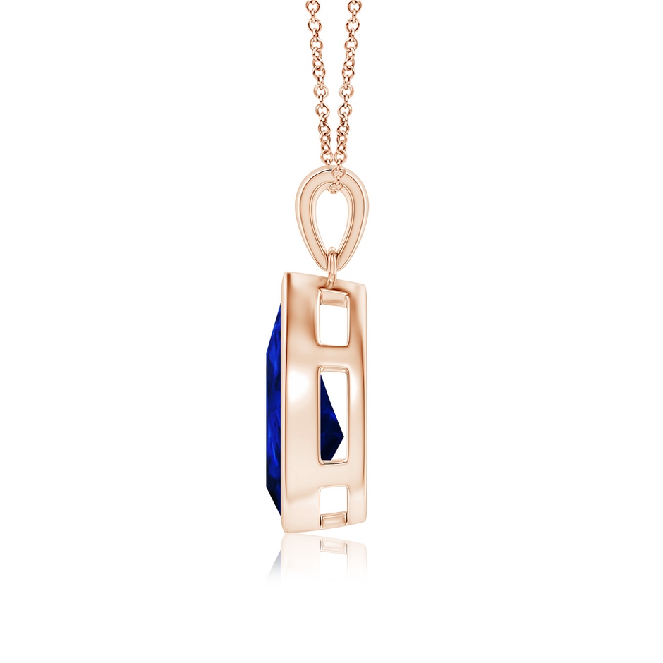 14x10mm Lab-Grown Bezel-Set Pear Blue Sapphire Solitaire Pendant in 18K Rose Gold side 199