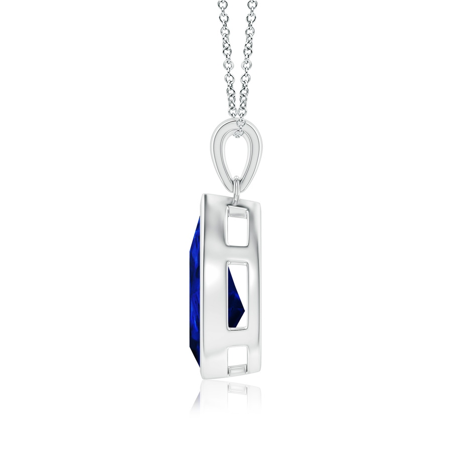 14x10mm Lab-Grown Bezel-Set Pear Blue Sapphire Solitaire Pendant in 18K White Gold side 199