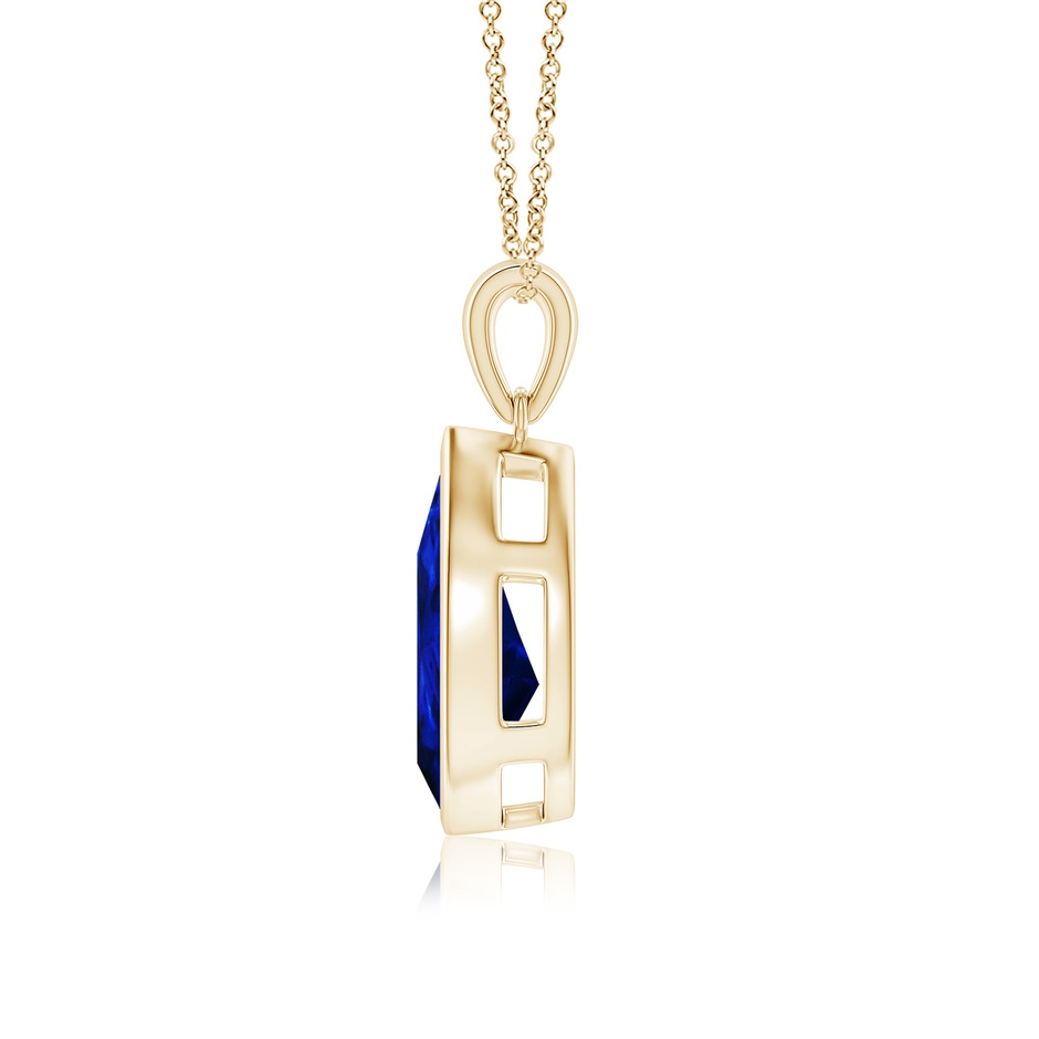 14x10mm Lab-Grown Bezel-Set Pear Blue Sapphire Solitaire Pendant in Yellow Gold side 199