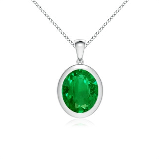 12x10mm AAAA Bezel-Set Oval Emerald Solitaire Pendant in P950 Platinum