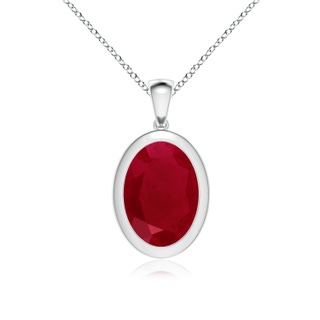 14x10mm AA Bezel-Set Oval Ruby Solitaire Pendant in P950 Platinum