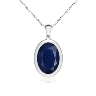 14x10mm A Bezel-Set Oval Blue Sapphire Solitaire Pendant in P950 Platinum