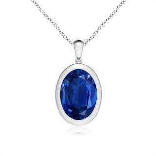 14x10mm AAA Bezel-Set Oval Blue Sapphire Solitaire Pendant in P950 Platinum