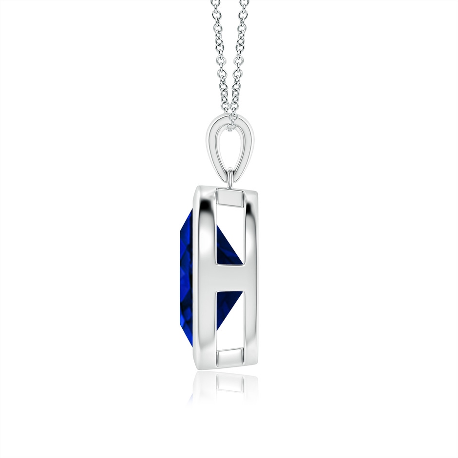 14x10mm Lab-Grown Bezel-Set Oval Blue Sapphire Solitaire Pendant in White Gold side 199