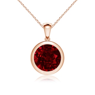 10mm AAAA Bezel-Set Round Ruby Solitaire Pendant in Rose Gold