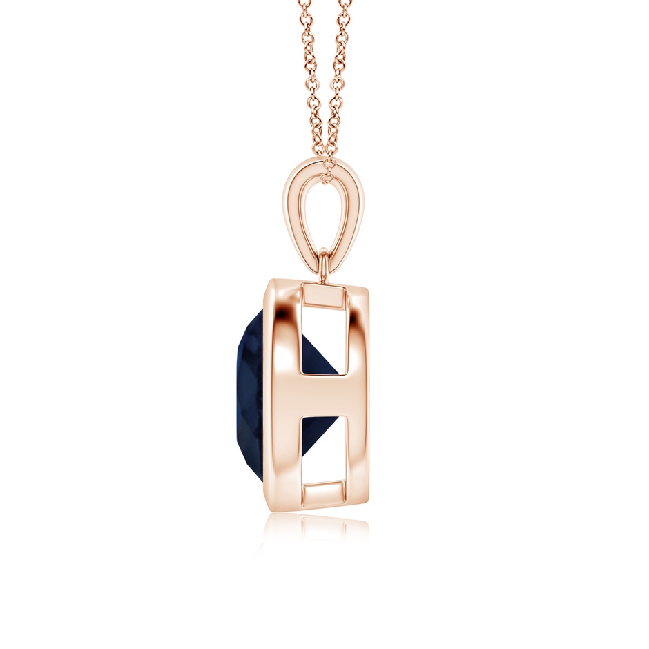 10mm A Bezel-Set Round Blue Sapphire Solitaire Pendant in 18K Rose Gold side 199
