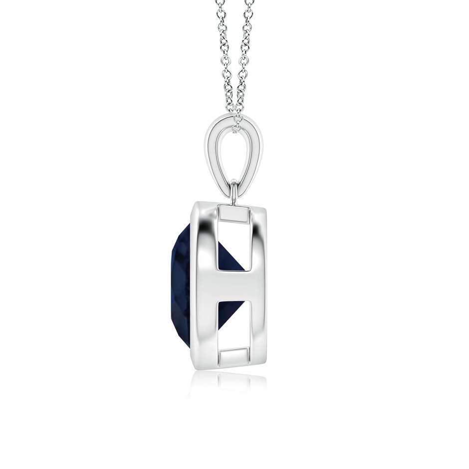 10mm A Bezel-Set Round Blue Sapphire Solitaire Pendant in P950 Platinum side 199