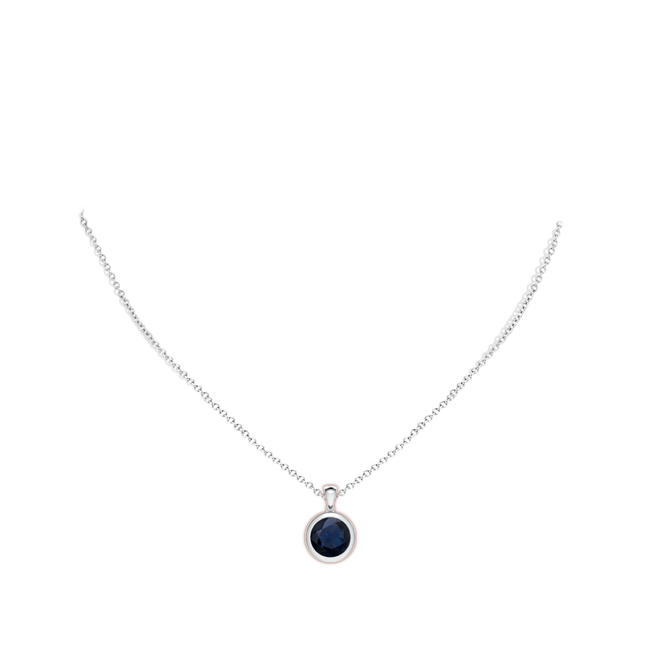 10mm A Bezel-Set Round Blue Sapphire Solitaire Pendant in P950 Platinum pen