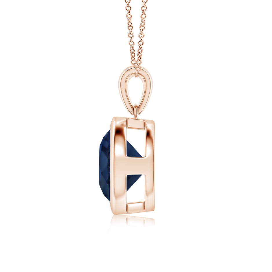 10mm AA Bezel-Set Round Blue Sapphire Solitaire Pendant in Rose Gold side 199
