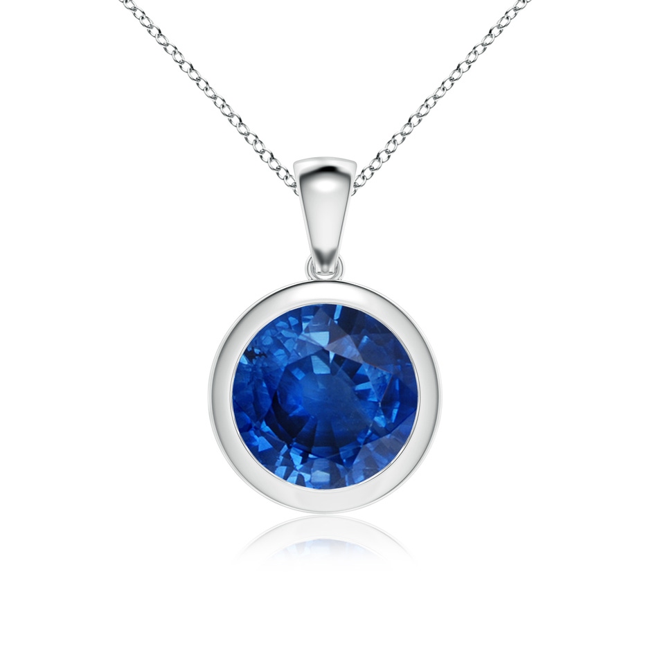 10mm AAA Bezel-Set Round Blue Sapphire Solitaire Pendant in P950 Platinum 