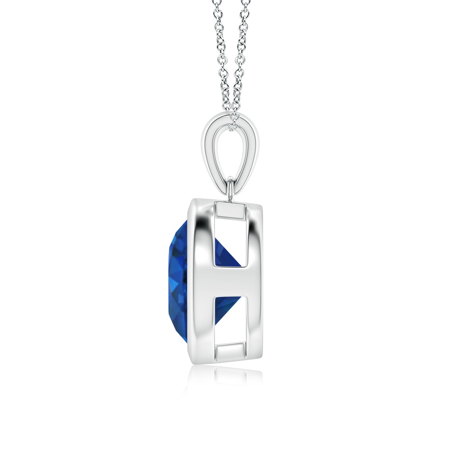 10mm AAA Bezel-Set Round Blue Sapphire Solitaire Pendant in P950 Platinum side 199