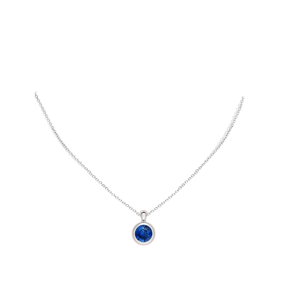 10mm AAA Bezel-Set Round Blue Sapphire Solitaire Pendant in P950 Platinum pen