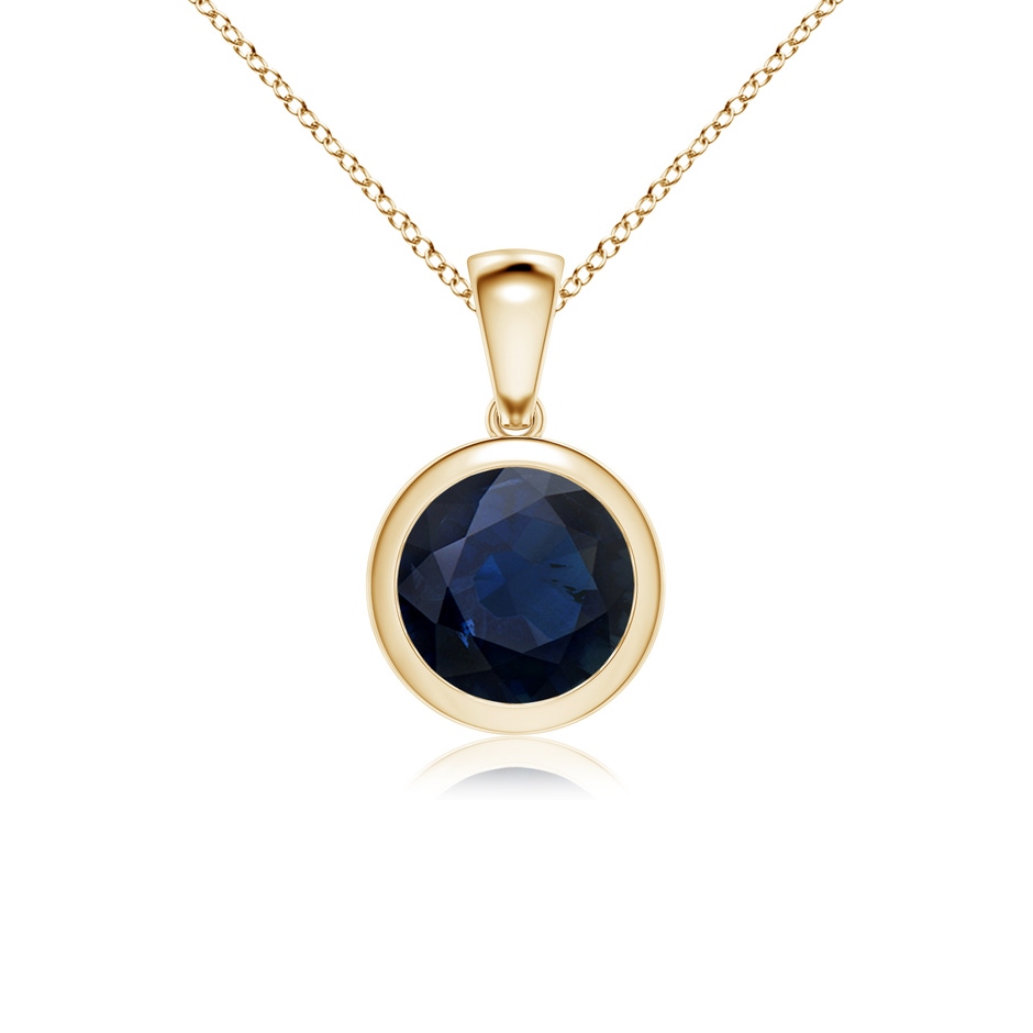 8mm A Bezel-Set Round Blue Sapphire Solitaire Pendant in 18K Yellow Gold 