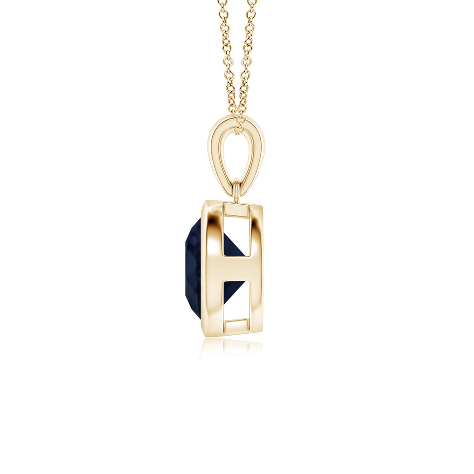 8mm A Bezel-Set Round Blue Sapphire Solitaire Pendant in 18K Yellow Gold side 199