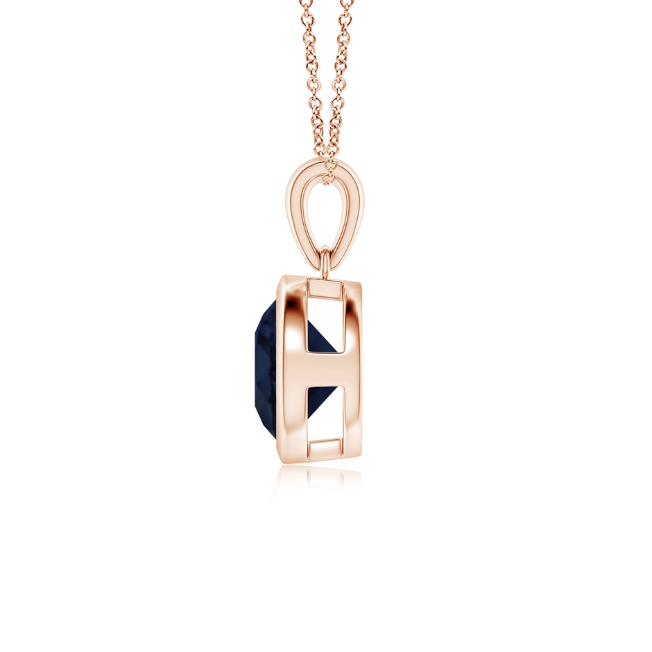 8mm A Bezel-Set Round Blue Sapphire Solitaire Pendant in Rose Gold side 199