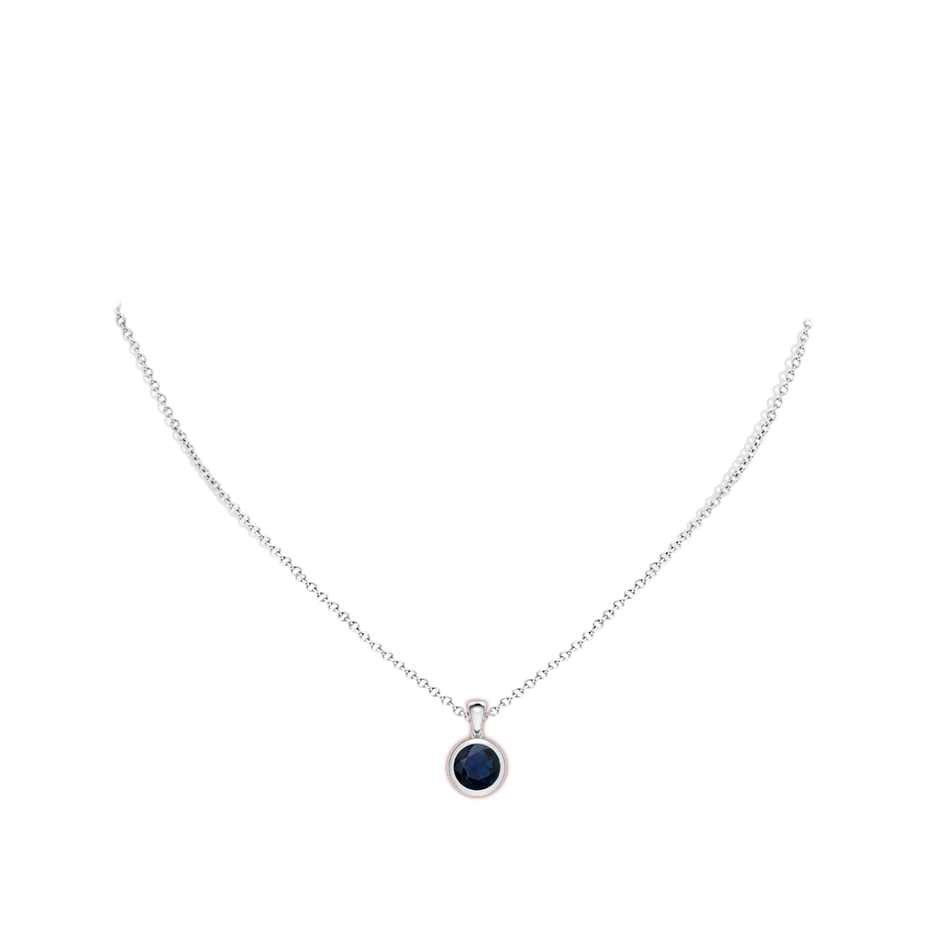8mm A Bezel-Set Round Blue Sapphire Solitaire Pendant in White Gold pen