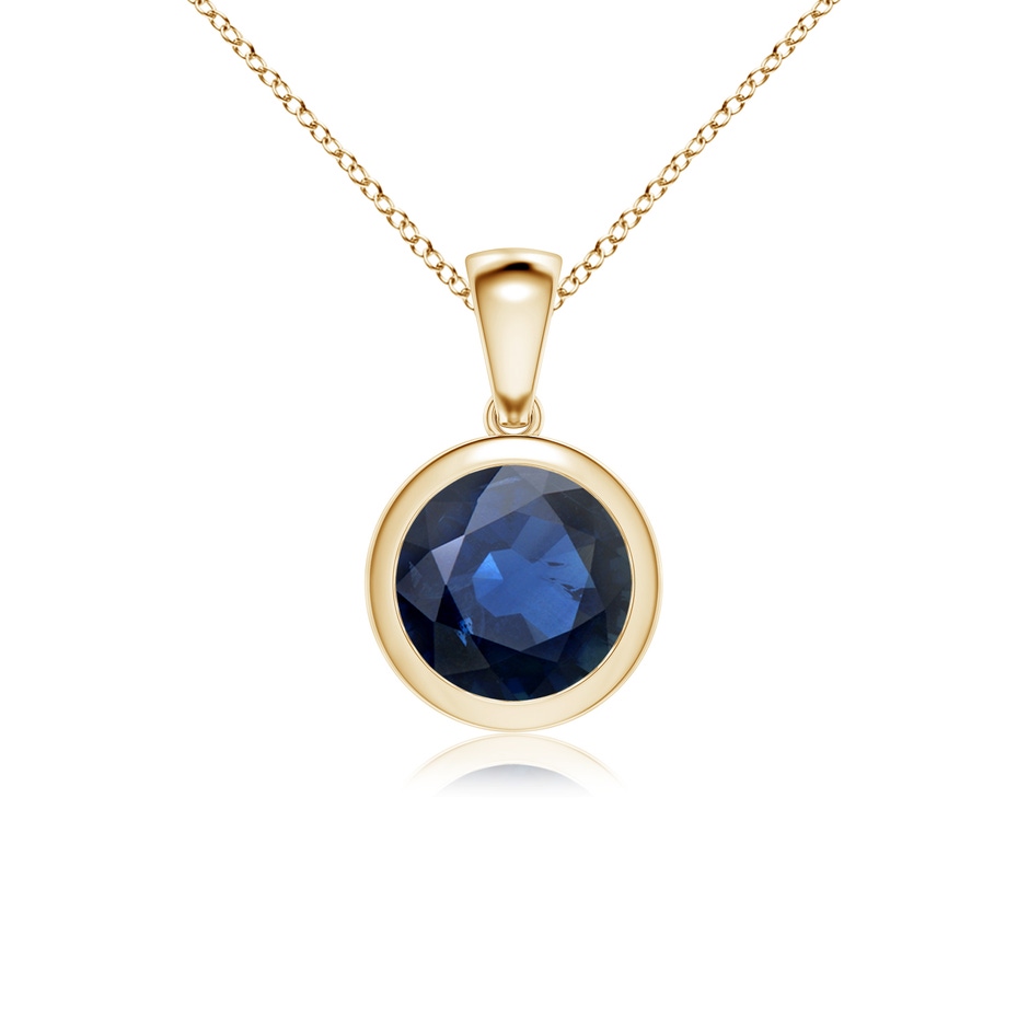 8mm AA Bezel-Set Round Blue Sapphire Solitaire Pendant in 18K Yellow Gold 