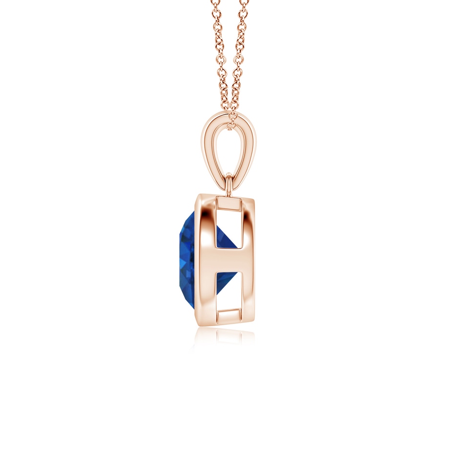 8mm AAA Bezel-Set Round Blue Sapphire Solitaire Pendant in Rose Gold side 199