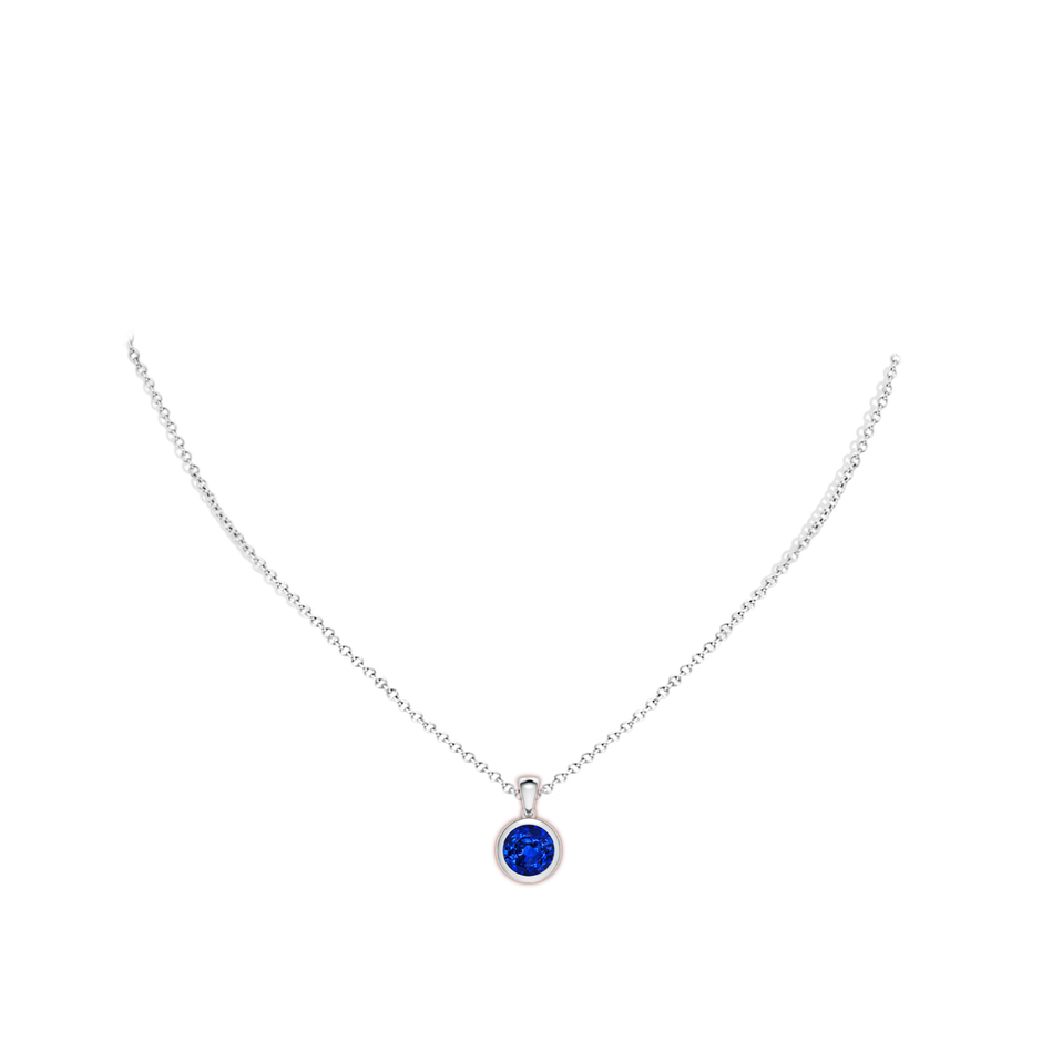 8mm AAAA Bezel-Set Round Blue Sapphire Solitaire Pendant in P950 Platinum pen