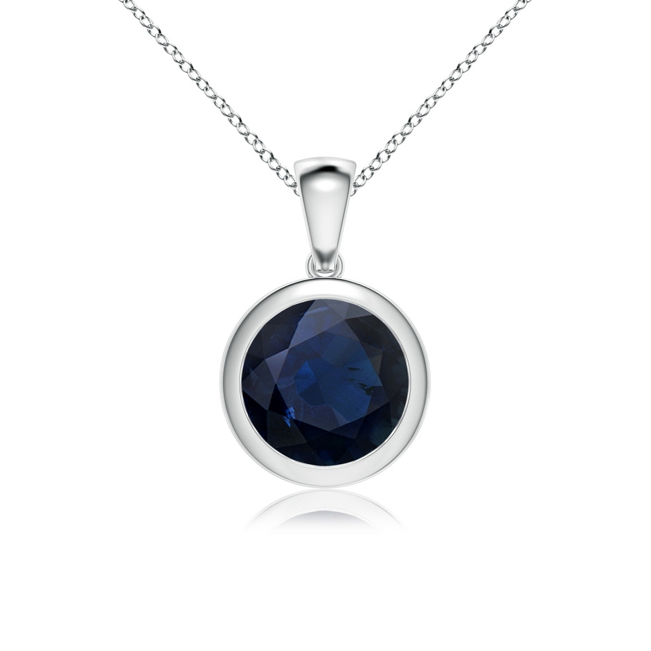 9mm A Bezel-Set Round Blue Sapphire Solitaire Pendant in P950 Platinum 