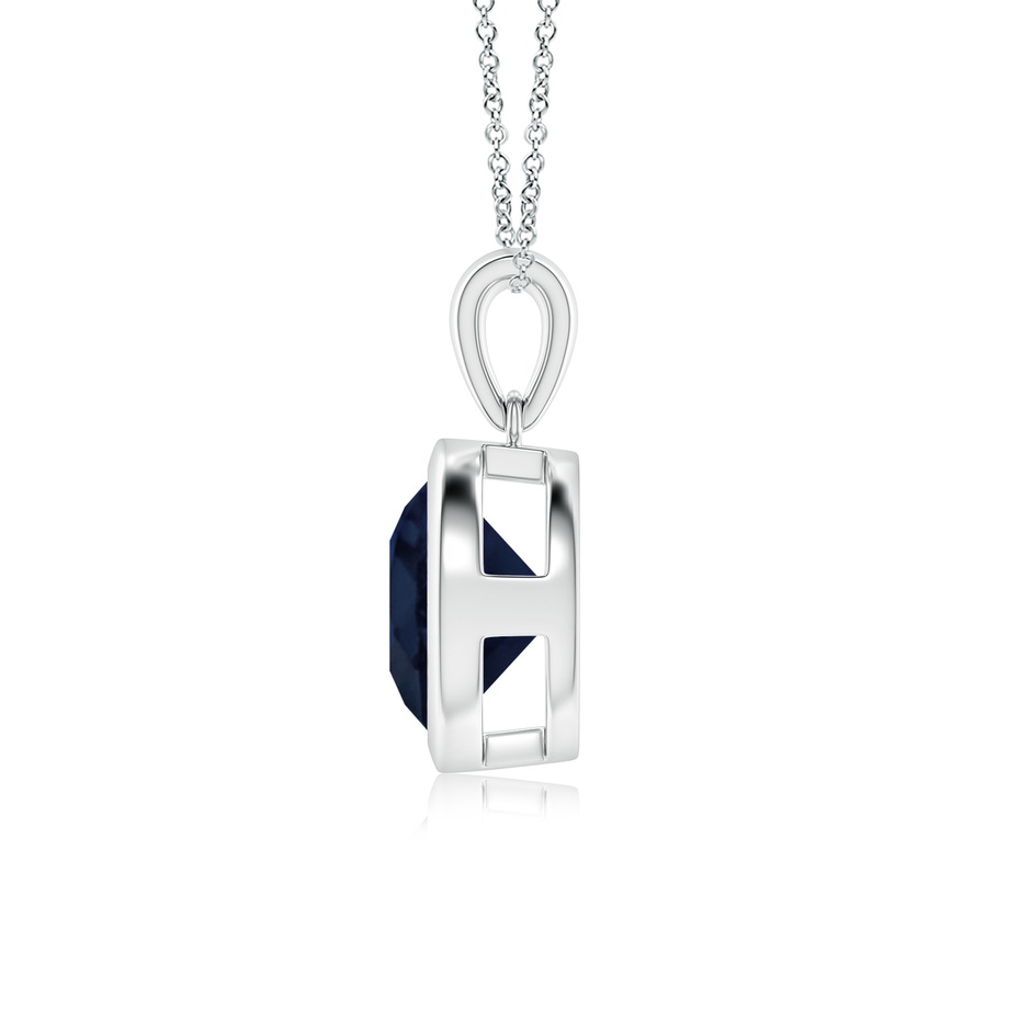 9mm A Bezel-Set Round Blue Sapphire Solitaire Pendant in P950 Platinum side 199
