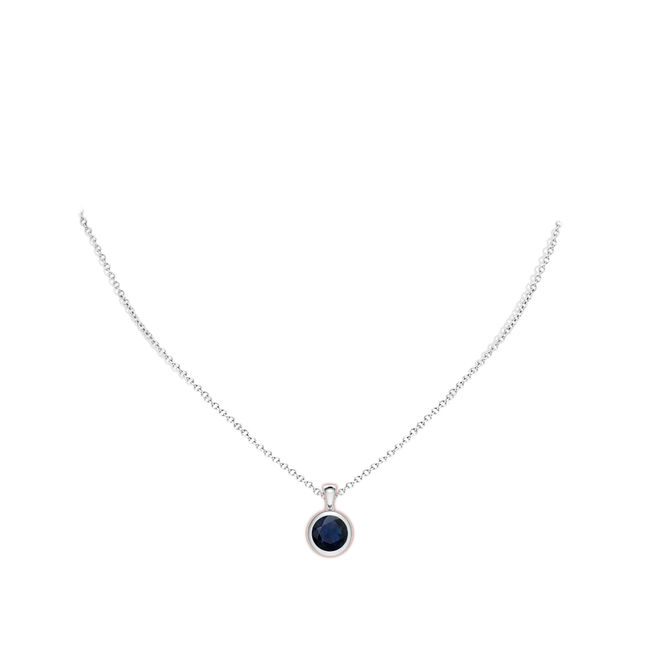 9mm A Bezel-Set Round Blue Sapphire Solitaire Pendant in P950 Platinum pen