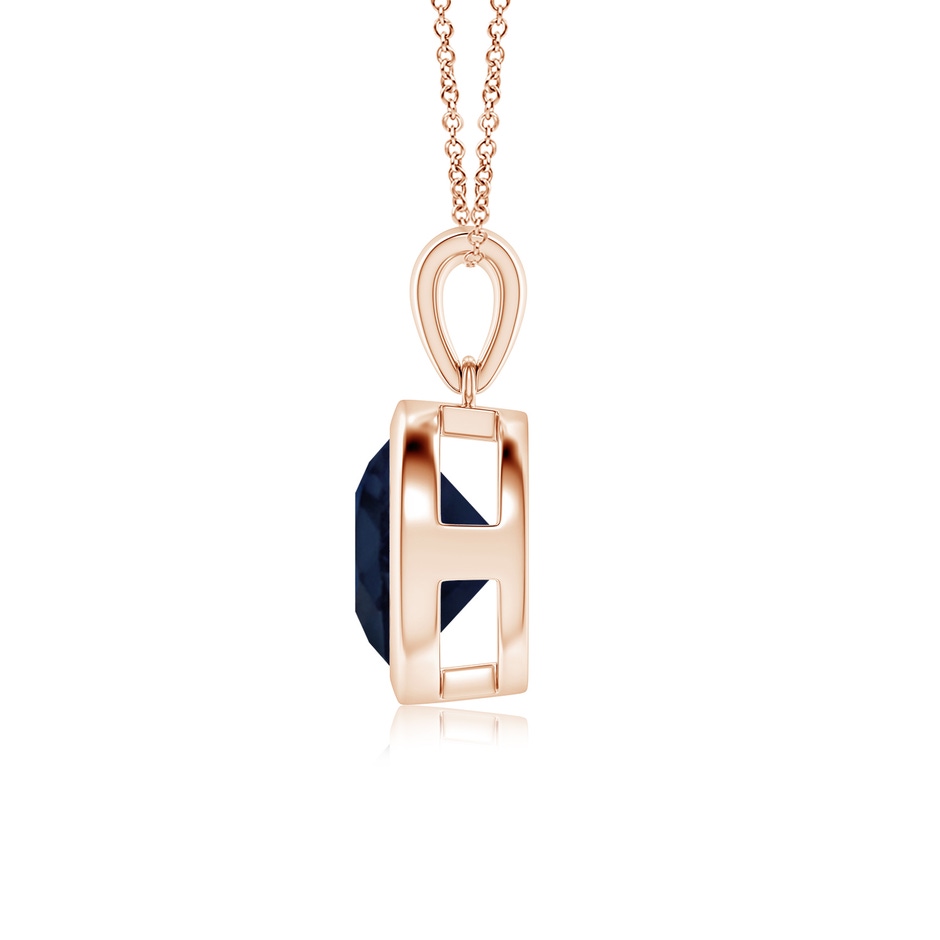 9mm A Bezel-Set Round Blue Sapphire Solitaire Pendant in Rose Gold side 199