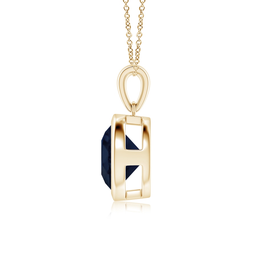 9mm A Bezel-Set Round Blue Sapphire Solitaire Pendant in Yellow Gold side 199