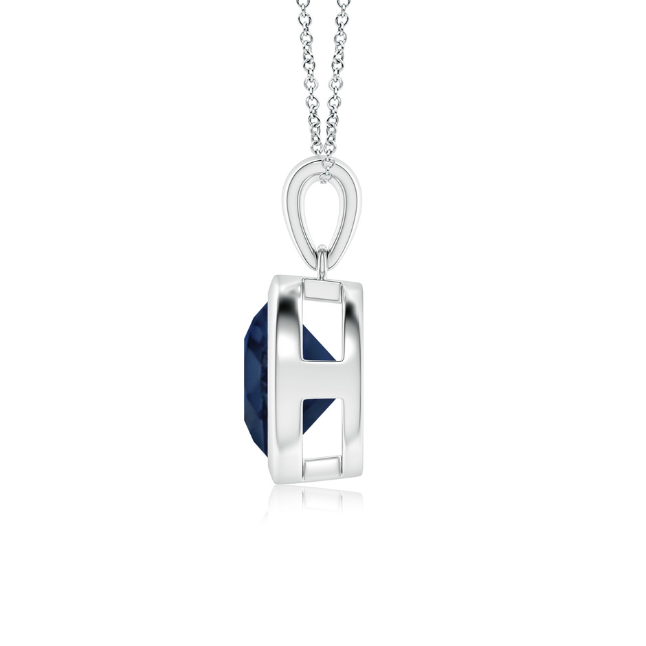 9mm AA Bezel-Set Round Blue Sapphire Solitaire Pendant in P950 Platinum side 199