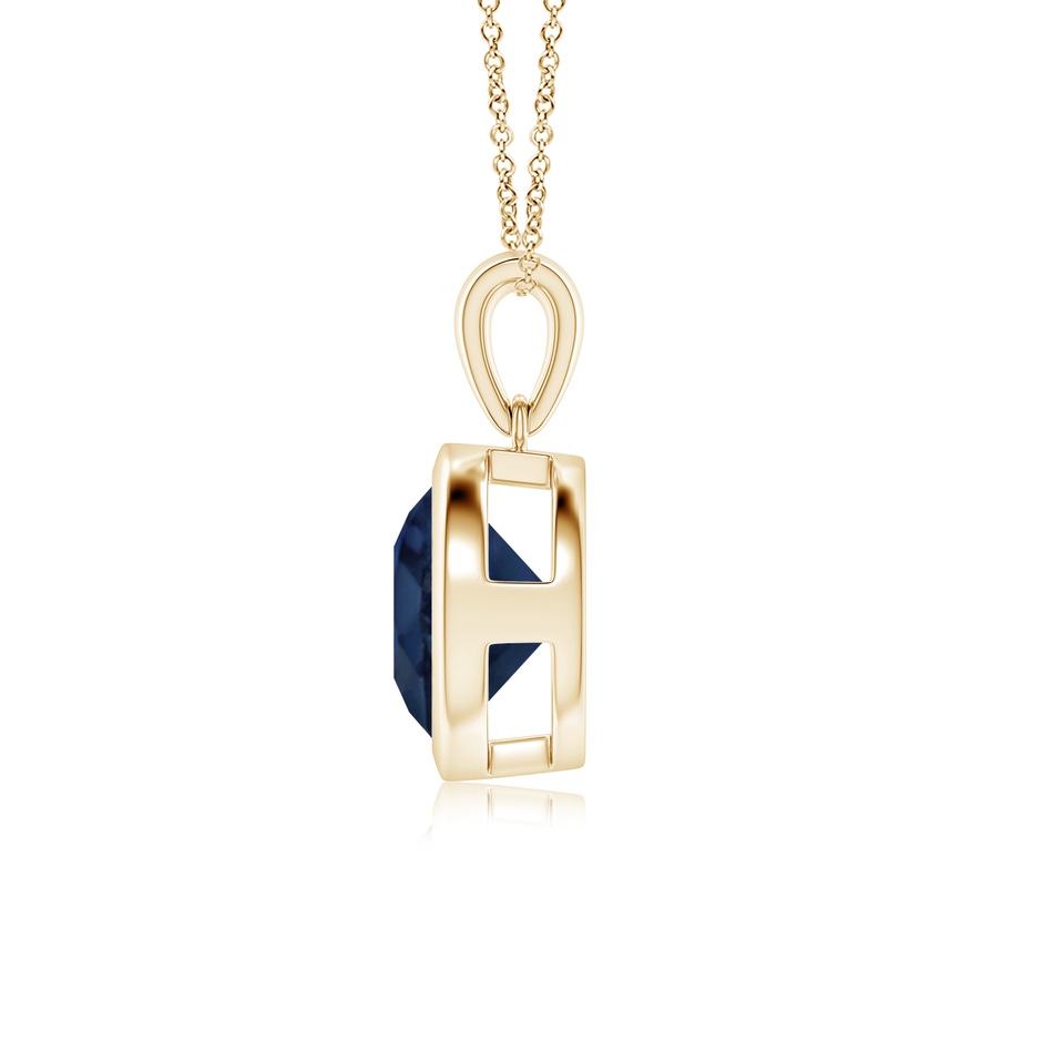 9mm AA Bezel-Set Round Blue Sapphire Solitaire Pendant in Yellow Gold side 199