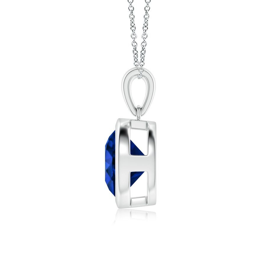 9mm AAAA Bezel-Set Round Blue Sapphire Solitaire Pendant in P950 Platinum side 199