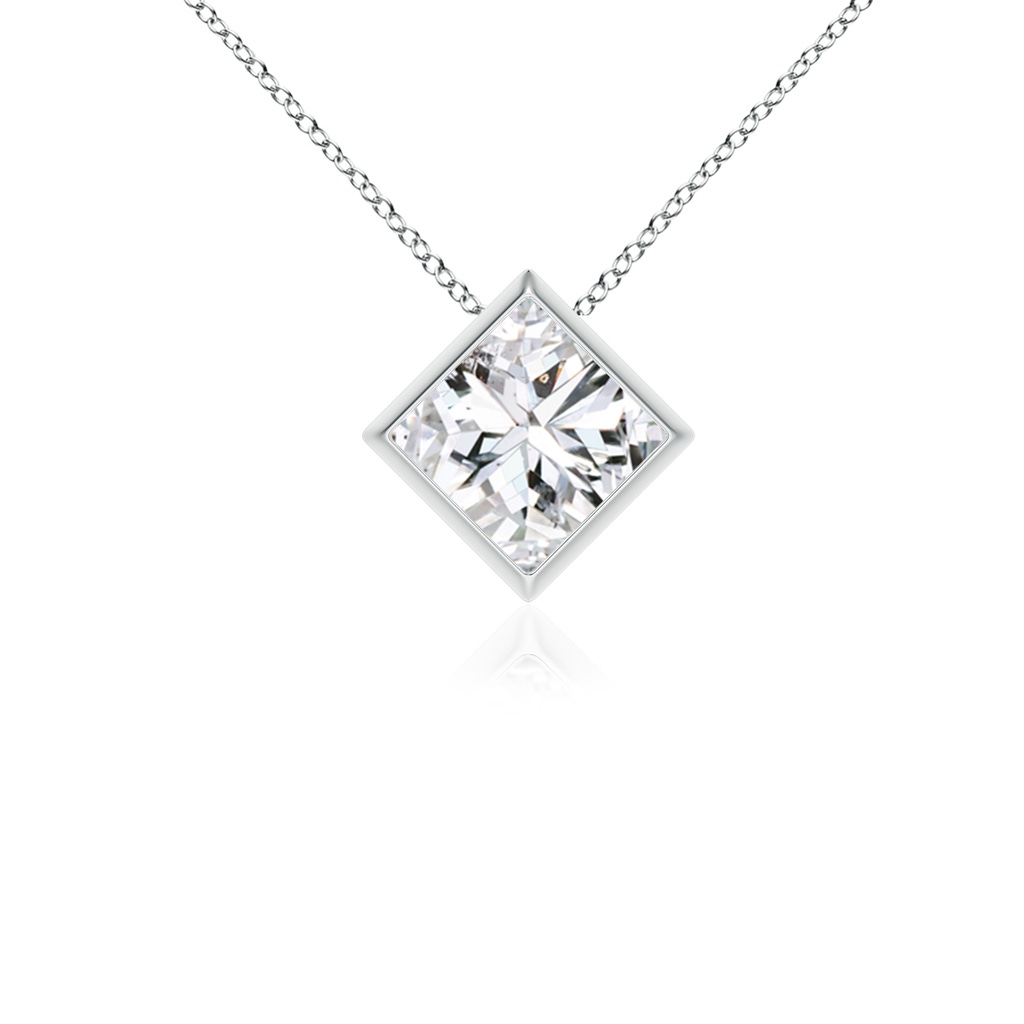 5.5mm HSI2 Bezel-Set Princess-Cut Diamond Solitaire Pendant in White Gold