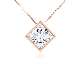 6.8mm GVS2 Bezel-Set Princess-Cut Diamond Solitaire Pendant in Rose Gold