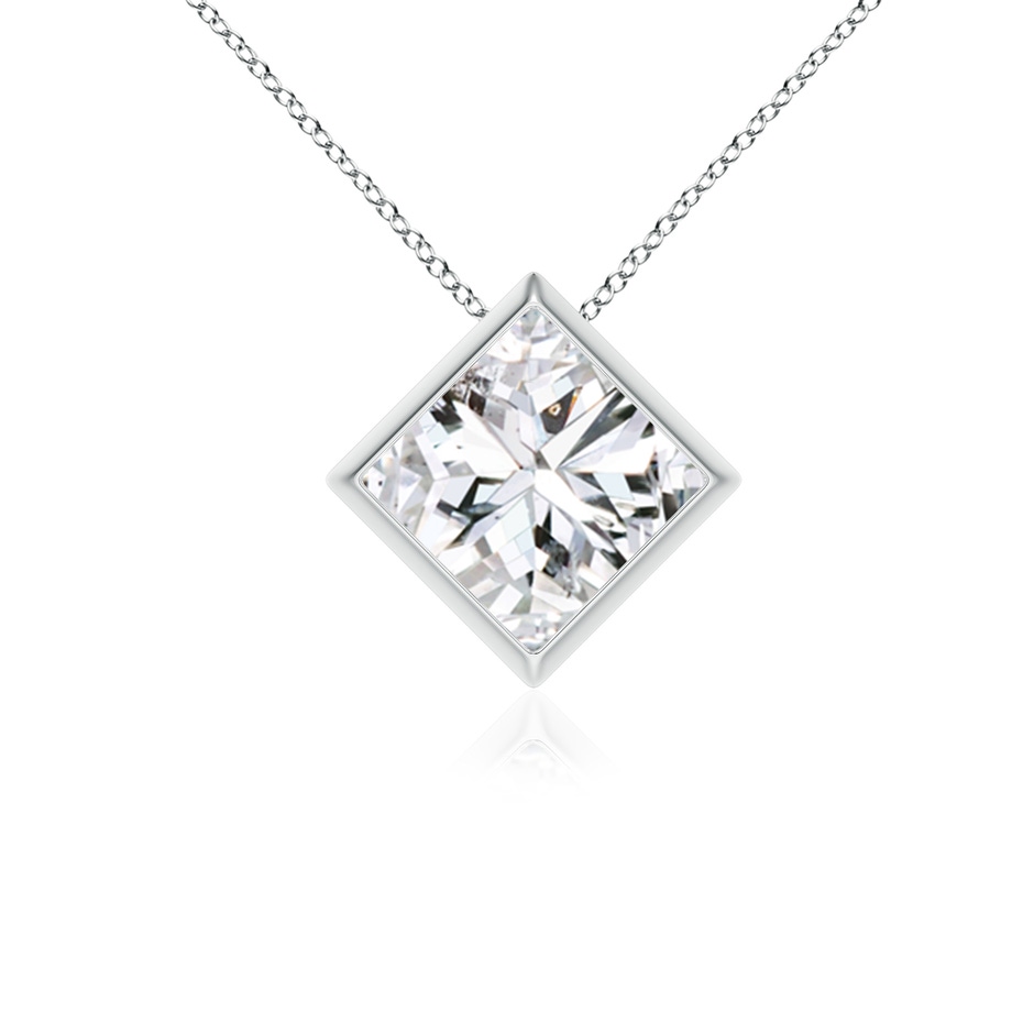 6.8mm HSI2 Bezel-Set Princess-Cut Diamond Solitaire Pendant in P950 Platinum 