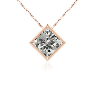6.8mm KI3 Bezel-Set Princess-Cut Diamond Solitaire Pendant in Rose Gold