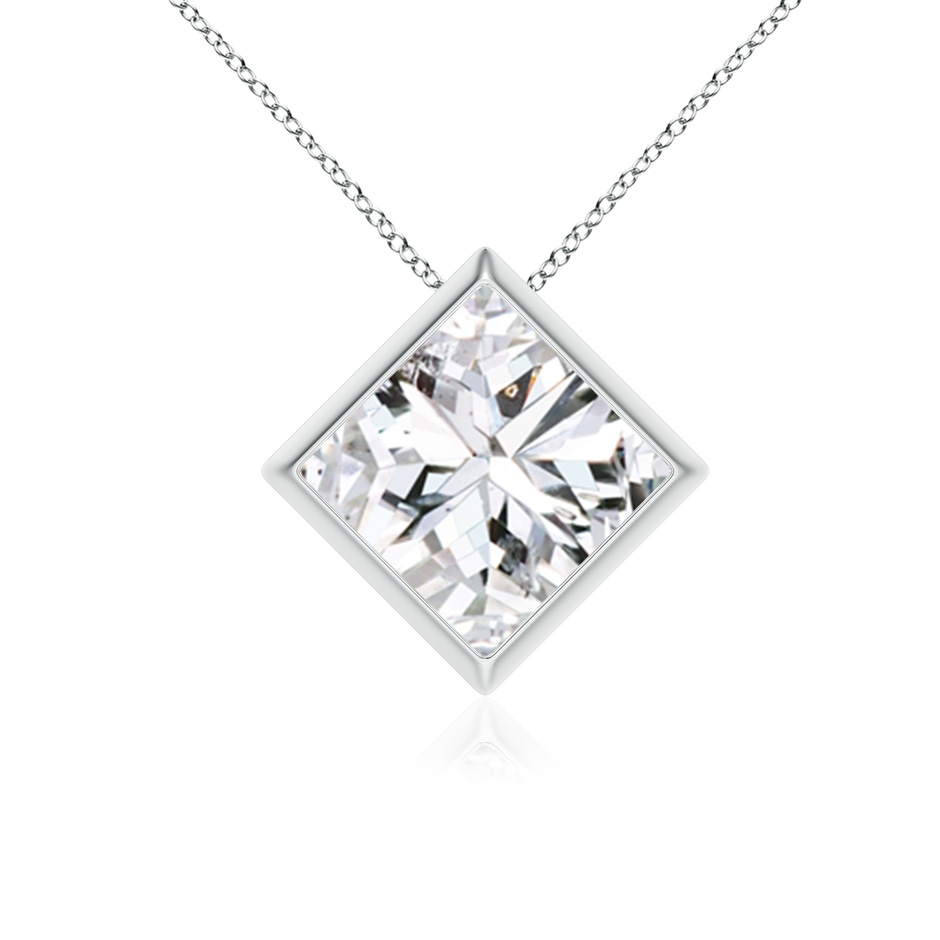 7.9mm HSI2 Bezel-Set Princess-Cut Diamond Solitaire Pendant in P950 Platinum 