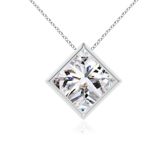 7.9mm IJI1I2 Bezel-Set Princess-Cut Diamond Solitaire Pendant in P950 Platinum